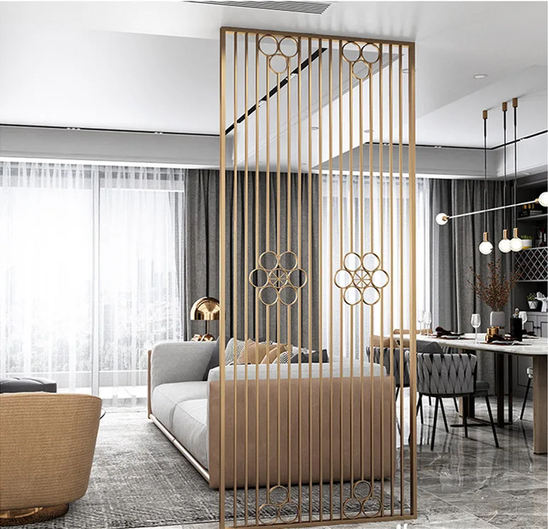 Custom Portable Folding Steel Screen Simple Style Hollow Metal Art Contemporary Movable Room Dividers for Living Custom