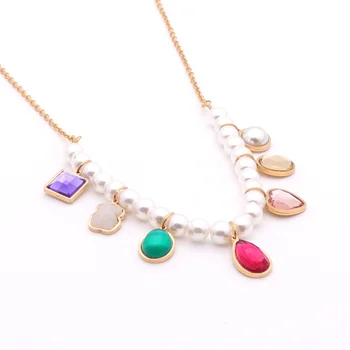 Big Costume Gold Plated Stainless Steel Freshwater Pearl Crystal Ladies Filled Jewelry Classic Pretty Woman Fashion Necklace