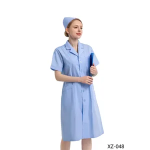Short-Sleeved Woven Hospital Doctor Uniforms Lab Coat Surgical Uniforms Breathable Comfortable Female Doctor Work Clothes