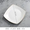 8-inch diagonal gold-rimmed square plates [66 per box]