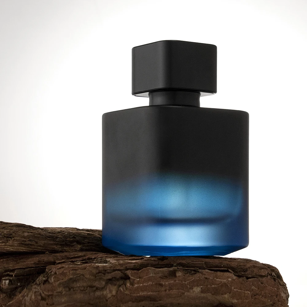 100ml Cube Perfume Spray Bottle Matte Blue Man Glass Empty Square 50ml Perfume Bottle With Box