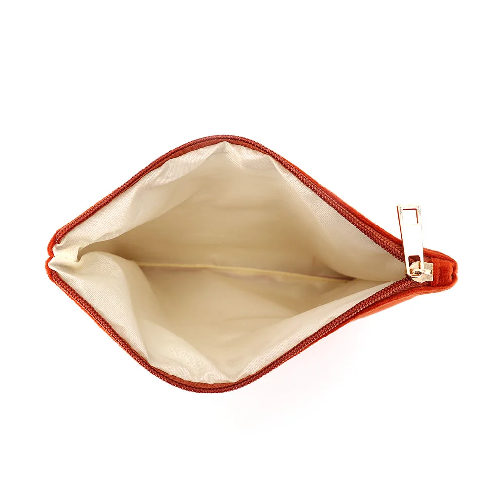 Wholesale Designed Velvet Cosmetic Bag with Embroidery Logo Travel Makeup Zipper Pouch Bag Custom Toiletry Bag for Promotion