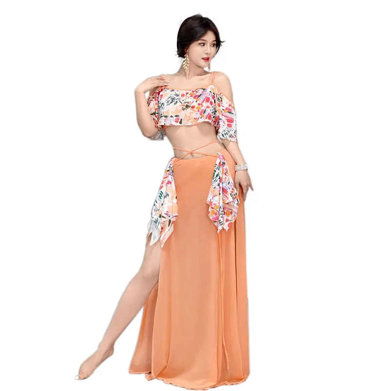 Belly dance professional shops performance costume orange