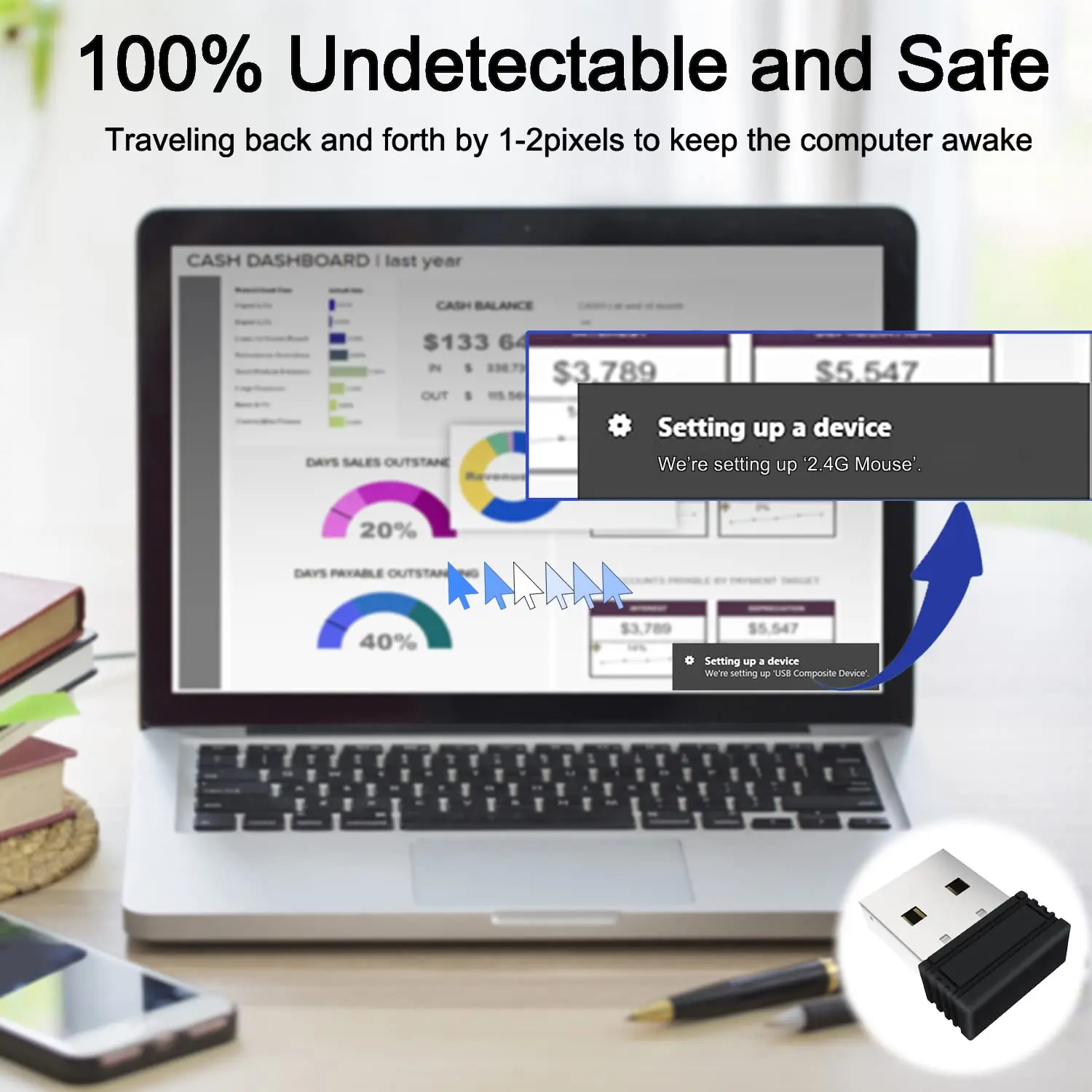 Совместим с разными системами, не детектируемый шейкер для компьютерной мыши с USB-портом