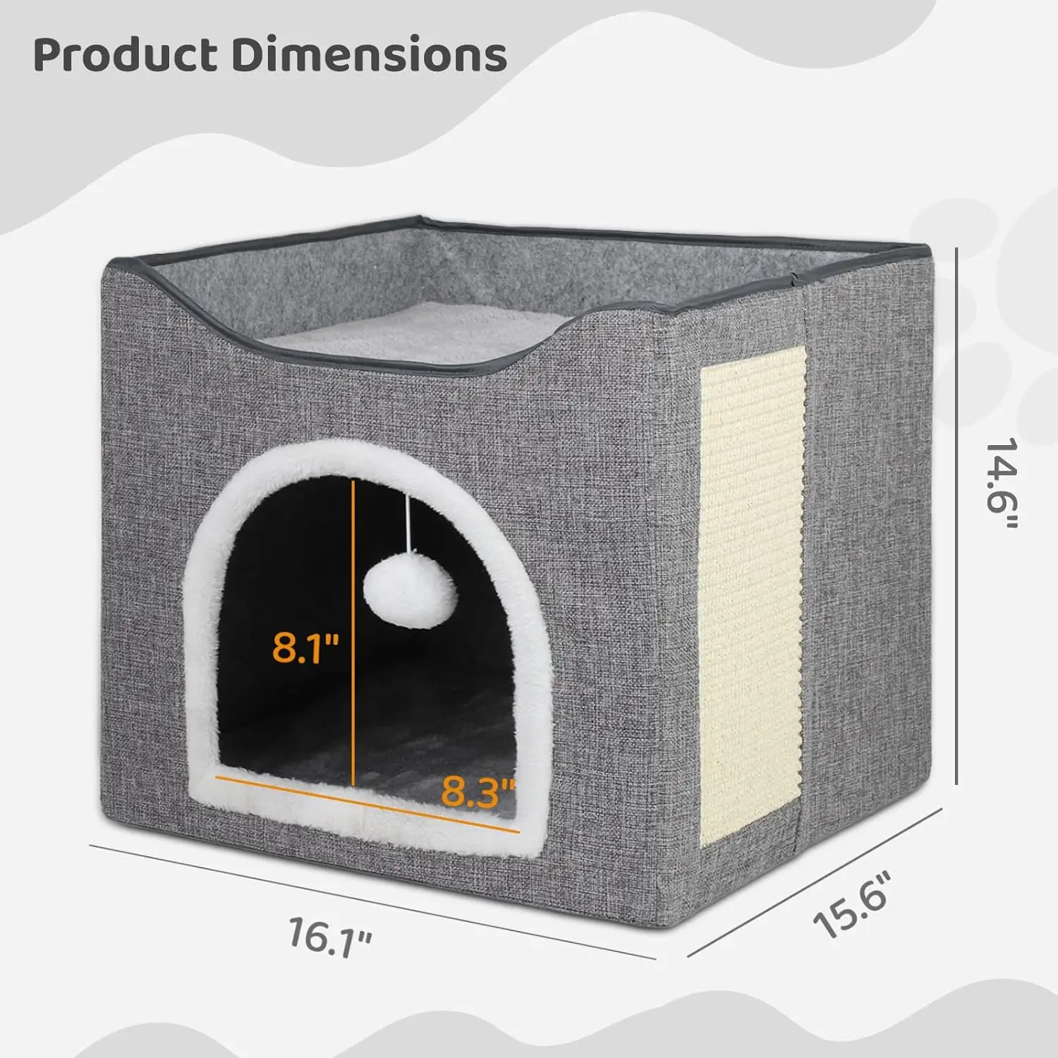 Foldable Cat House with Scratching Board - Large Cat Cave