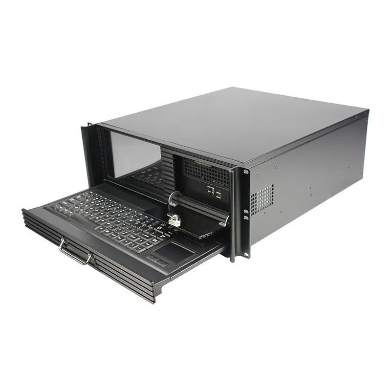 4U 19inch Industrial Server Case with LCD and Keyboard ATX Rack Style with Fan Communication Equipment Case in Stock