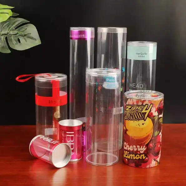 Custom Plastic Cylinder clear Box Transparent Round Tube PVC Packaging with Plastic Lid
