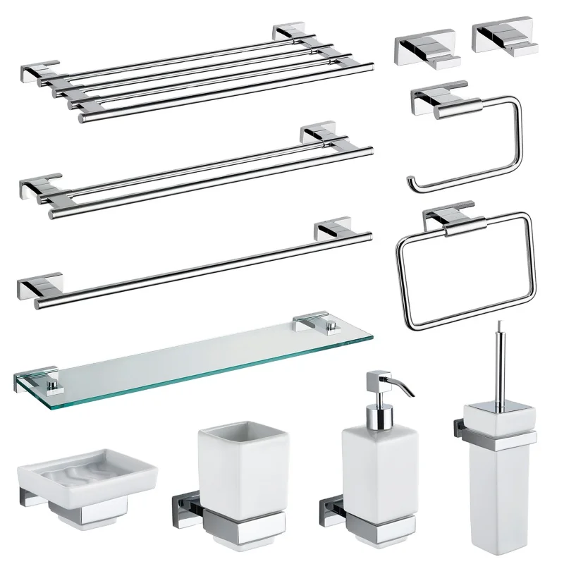 Gaomida Brass Bathroom Accessories Kit Hardware Set Modern Chrome Towel Holder Luxury Soap