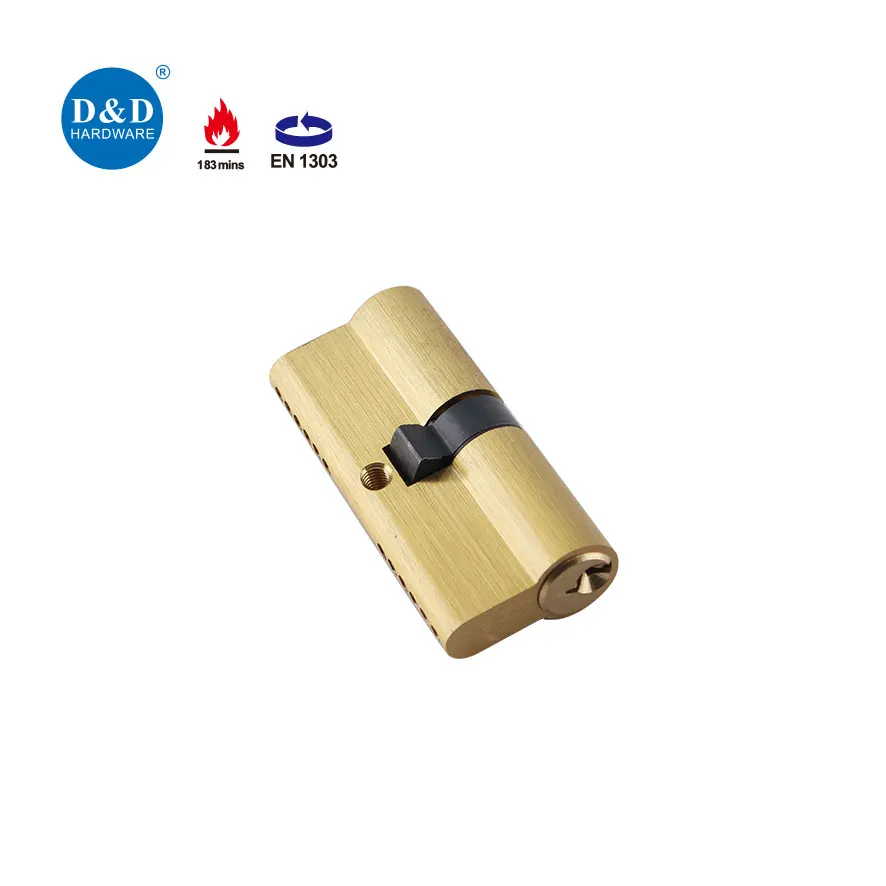 EN 1303 Solid Brass 6 Pins Standard PVD Stain Finish Double Cylinder Lock for Building Door