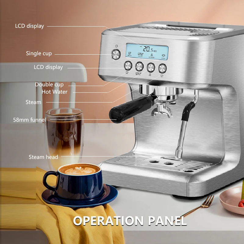 Stainless Steel Small Espresso Coffee Machine 2.7L 1250W