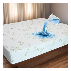 Queen Size Bamboo Printed Jacquard Waterproof Bed Bug Mattress Protector Cover Anti-Bacteria Air-permeable Cooling