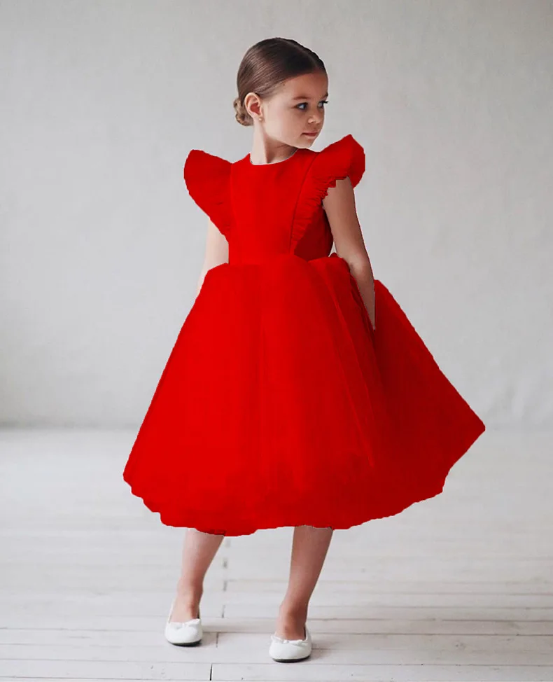Solid Color Classic Flying Sleeve Girls Dresses the Pompadour Costume  Infant Baby Dress Clothes for Party Clothes for Girls| Alibaba.com