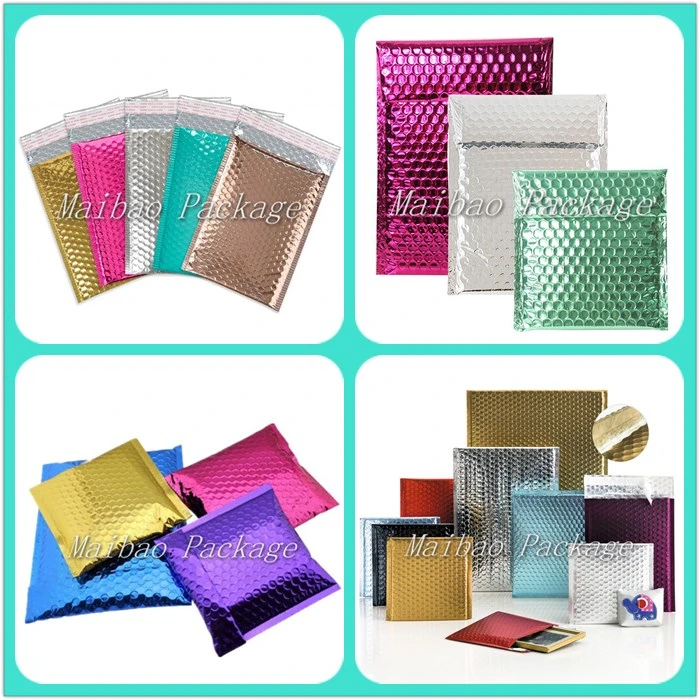 Custom Eco Friendly Padded Bubble Envelopes Holographic Metallic Bubble Mailer Shipping Bag Poly Bubble Padded Envelopes Mailer