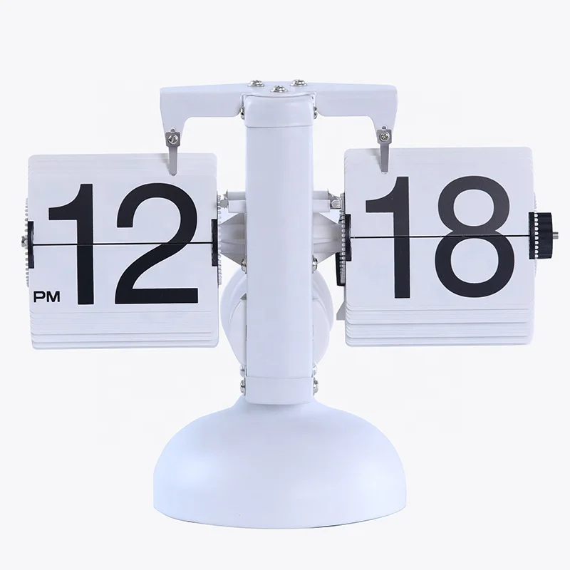 Custom Table Flip Clock with Sound Control LED Nightlight Desk Page Turning Desk Clock Reloj Senior Auto Flip Calendar Clock
