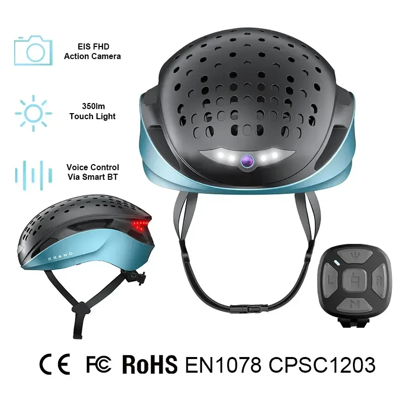 4K Bicycle Smart Helmet with WiFi EIS 1080P Sport Action Camera Waterproof Features for MTB Road Bike Scooter Helmets Sport