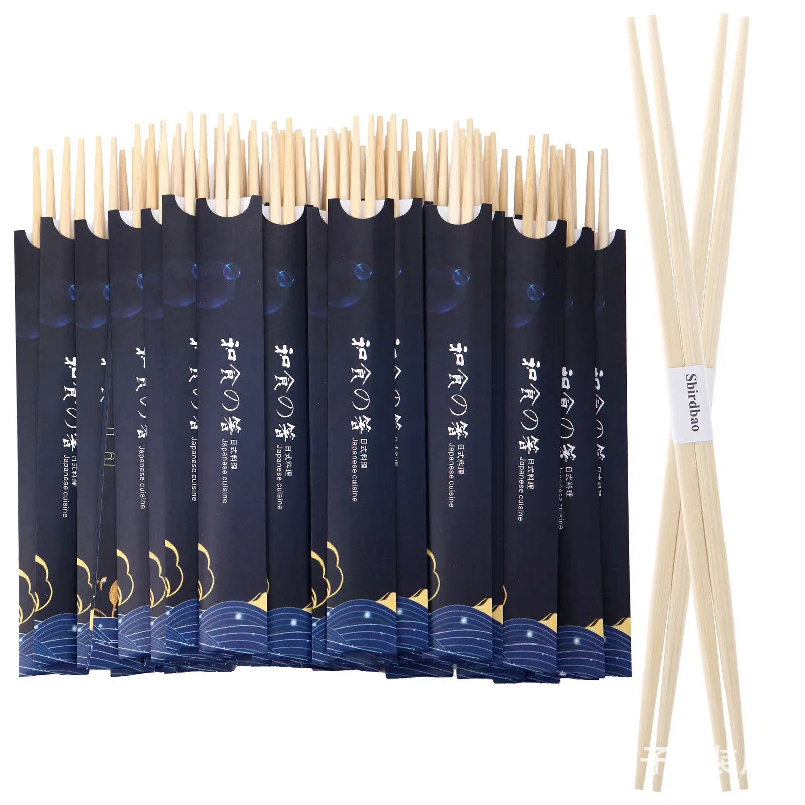 Disposable Bamboo Sushi Chopsticks 9.5 Inch Japanese Style Double-Pointed Sleeved Separated Chop Sticks Parties