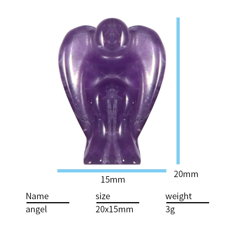 15x20 Little Cheap Pocket Stone Healing Craft Angel Statue Carved Quartz Crystal Guardian Angel