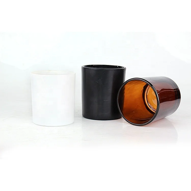 Factory Sale Empty 7oz 200ml Matte Black White Brown Glass Candle Jars Vessels Container with Lid for Candle Making