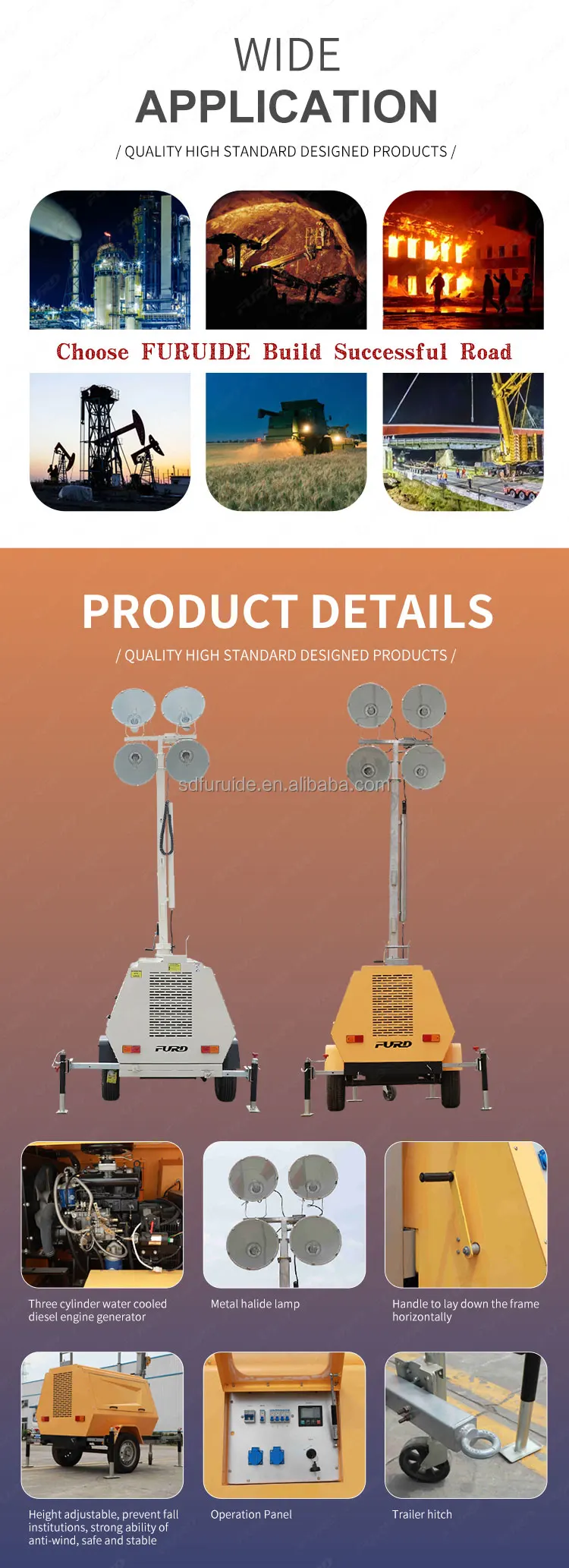 Direct Sale Automatic Road Construction Lifting Lighthouse with 8.5kw ...