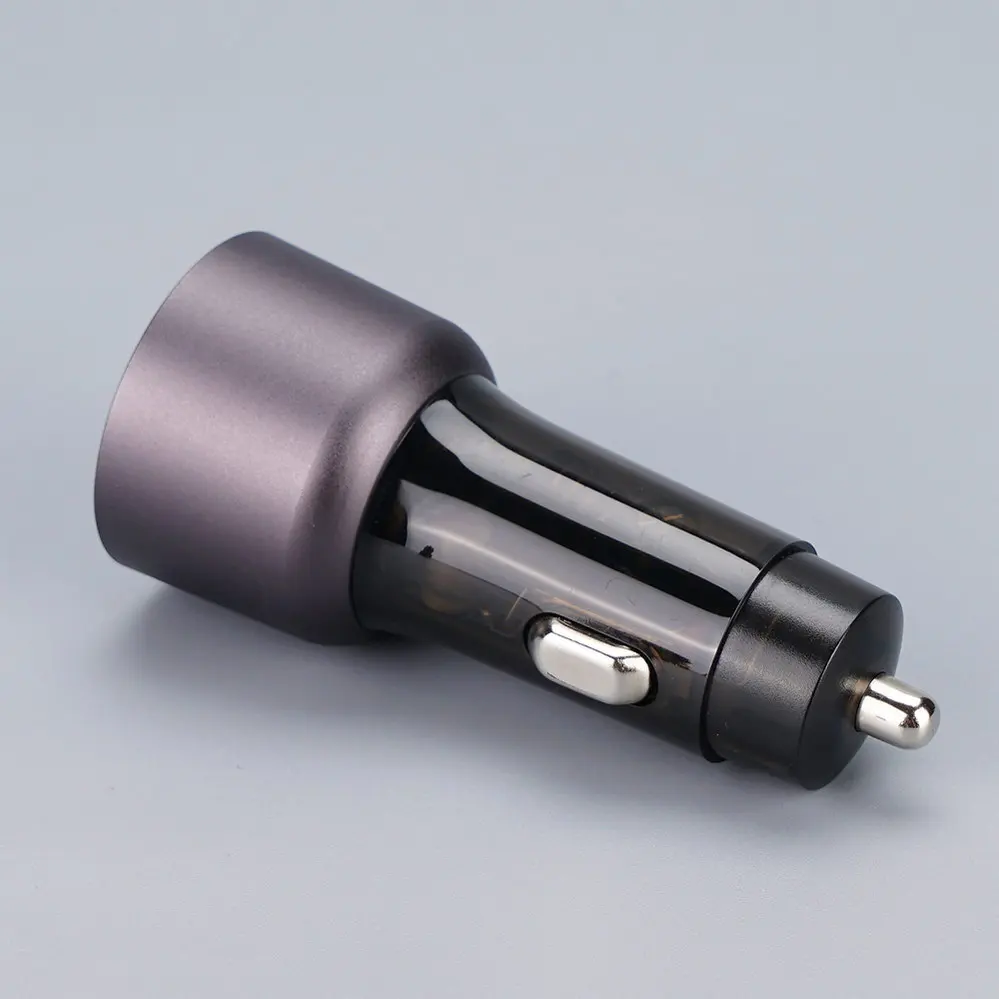  1 USB-A + 2 USB Type-C Purple transparent Car charger DC12V-24V 4083