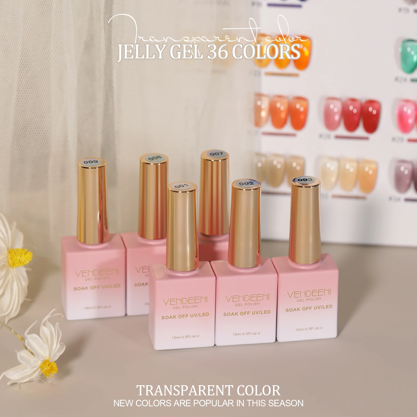 Vendeeni Jelly Gel 36 Colors Kit Professional Custom Private Label Nail