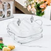 กรอบดอกไม้สีเงิน - โปร่งใส - จานวงรีขนาดใหญ่ - 2 ช่อง