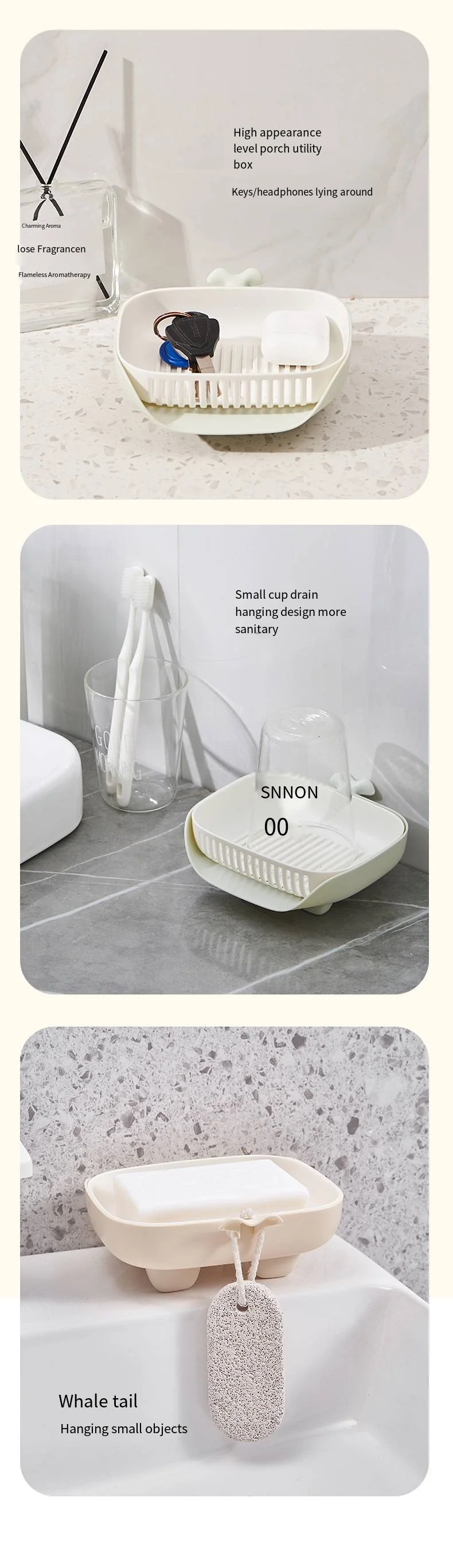 Whale soap box Household countertop bathroom large light luxury soap drain box multi-functional kitchen drain storage manufacture