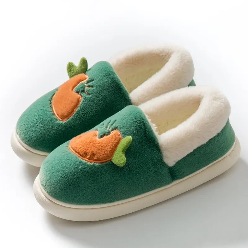 Зимние Детские домашние тапочки, Детская Хлопковая обувь с морковкой, плюшевые теплые тапочки для девочек, домашние тапочки для детей