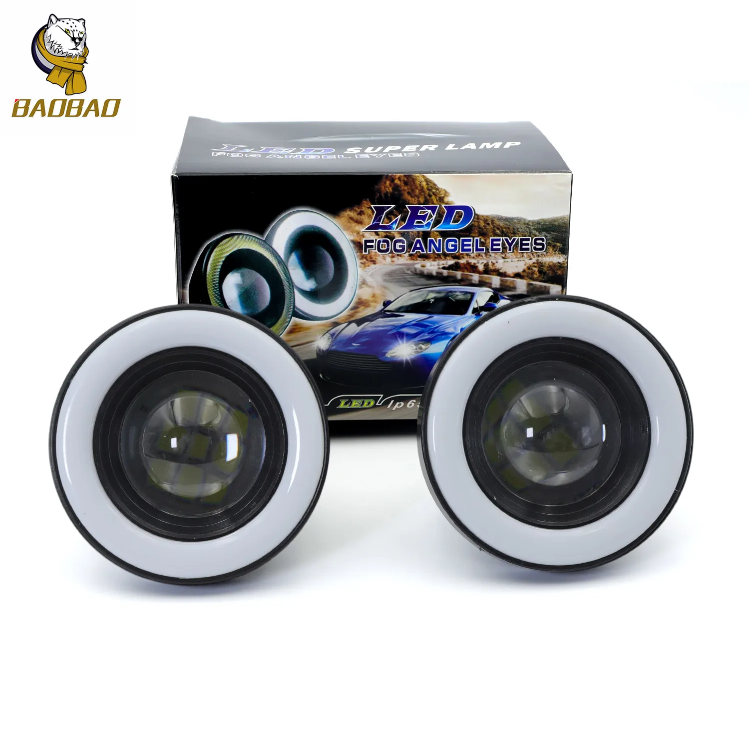 Projector Lens DRL Daytime Running Lights Car Light Assembly 3inch Led Round Fog Light 89mm LED Angel Eyes Lamp