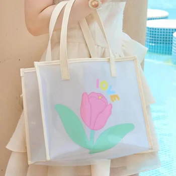 2024 Women's Summer Jelly summer plastic beach bags Transparent Cute cartoon Bag PVC Storage Bag Small Shoulder Bag