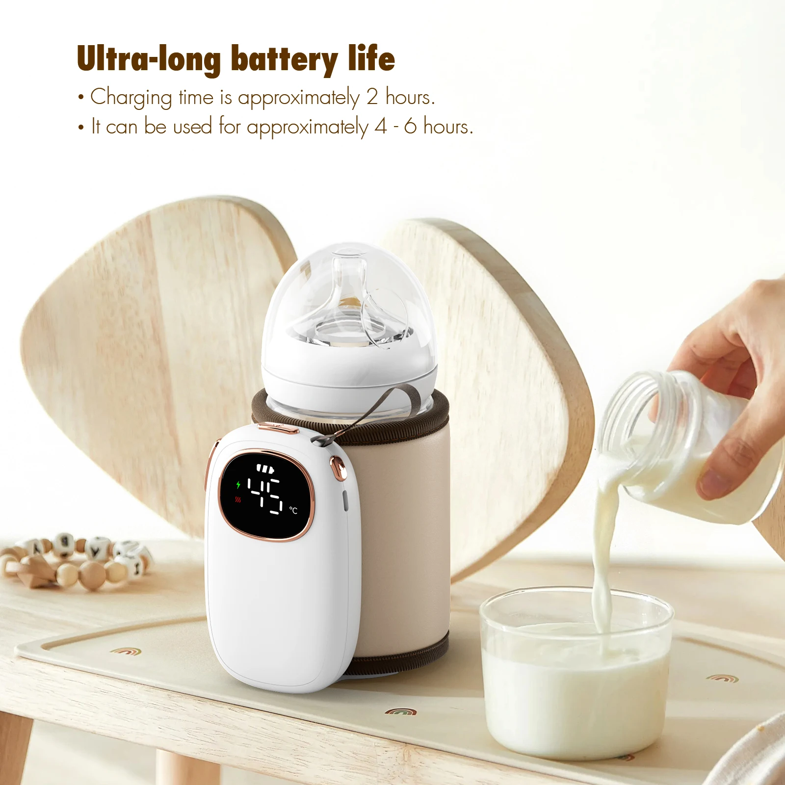 Portable Travel Smart Bottle Warmer With Constant Temperature Milk