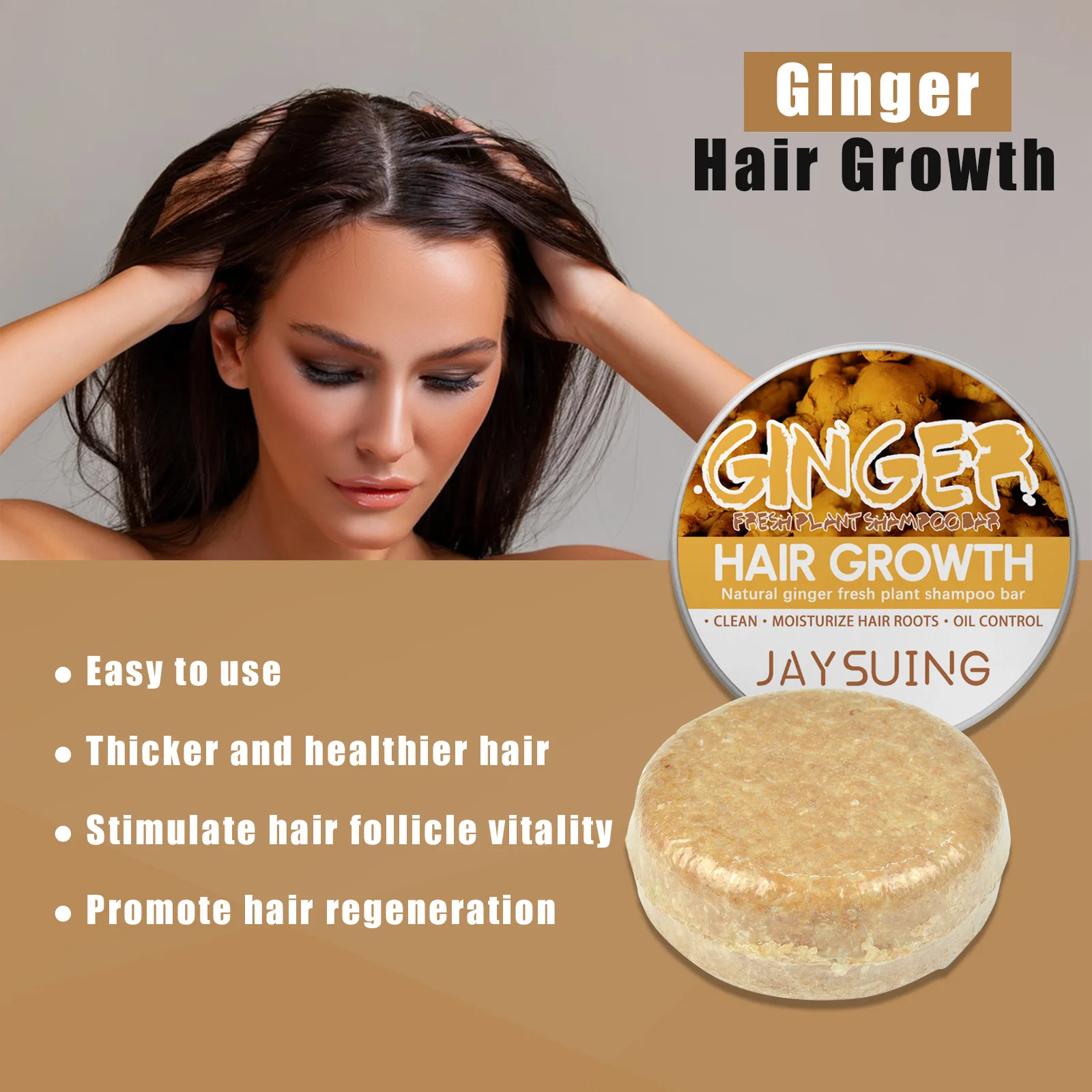 Jaysuing Oem Odm Organic Handmade Cold Processed Ginger Shampoo Bar For