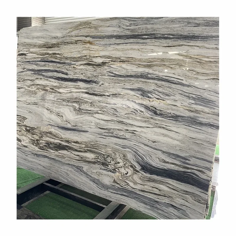 Luxury Natural Silk Impression Marble Slabs For Villa And Hotel Background Wall Decoration