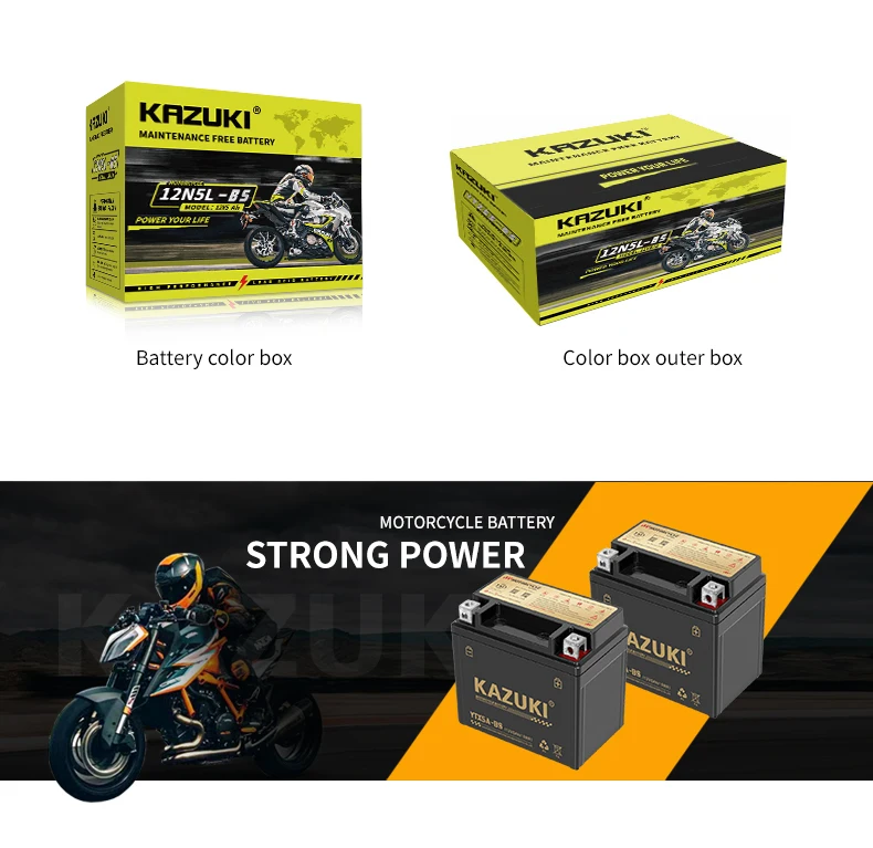 KAZUKI Motorcycle Battery - 12V5AH Maintenance-Free Lead-acid