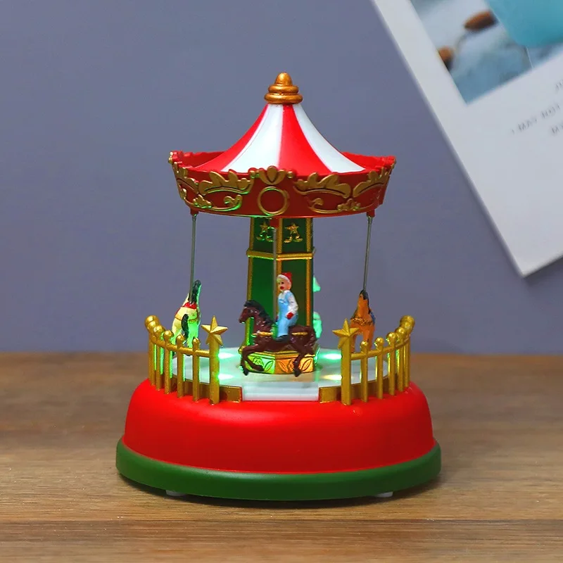 Carousel Music Box Plastic Material Loud Speaker Christmas LED