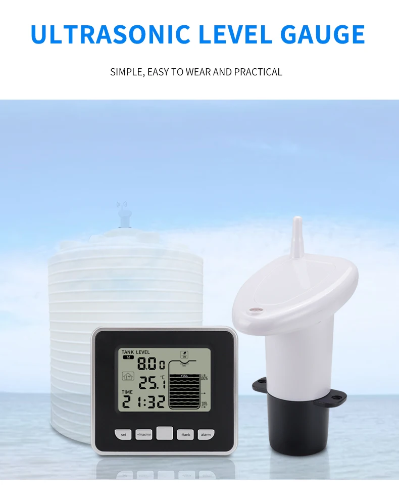 Ts-Ft002 Digital Signal Level-Meter Electronic Depth Wireless Transmitter Non-Contact Ultrasonic Water Tank Level Liquid Meter