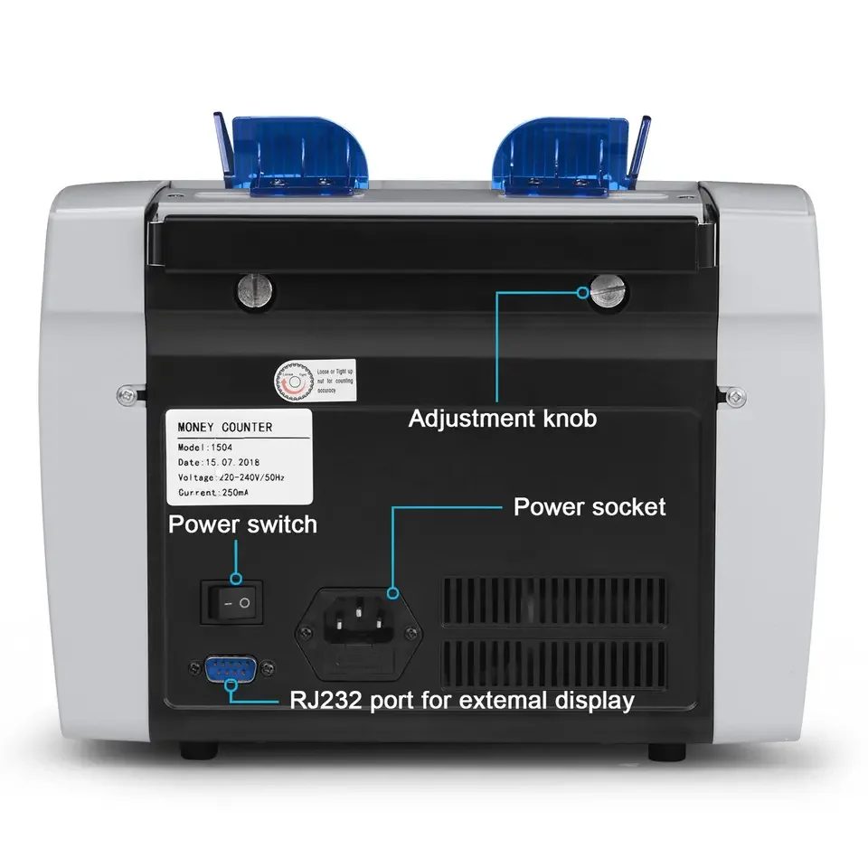 UNION 1504 Multi-Currencies Bill Counter Money Counting Machine USD/EUR/IQD Counterfeit Detector