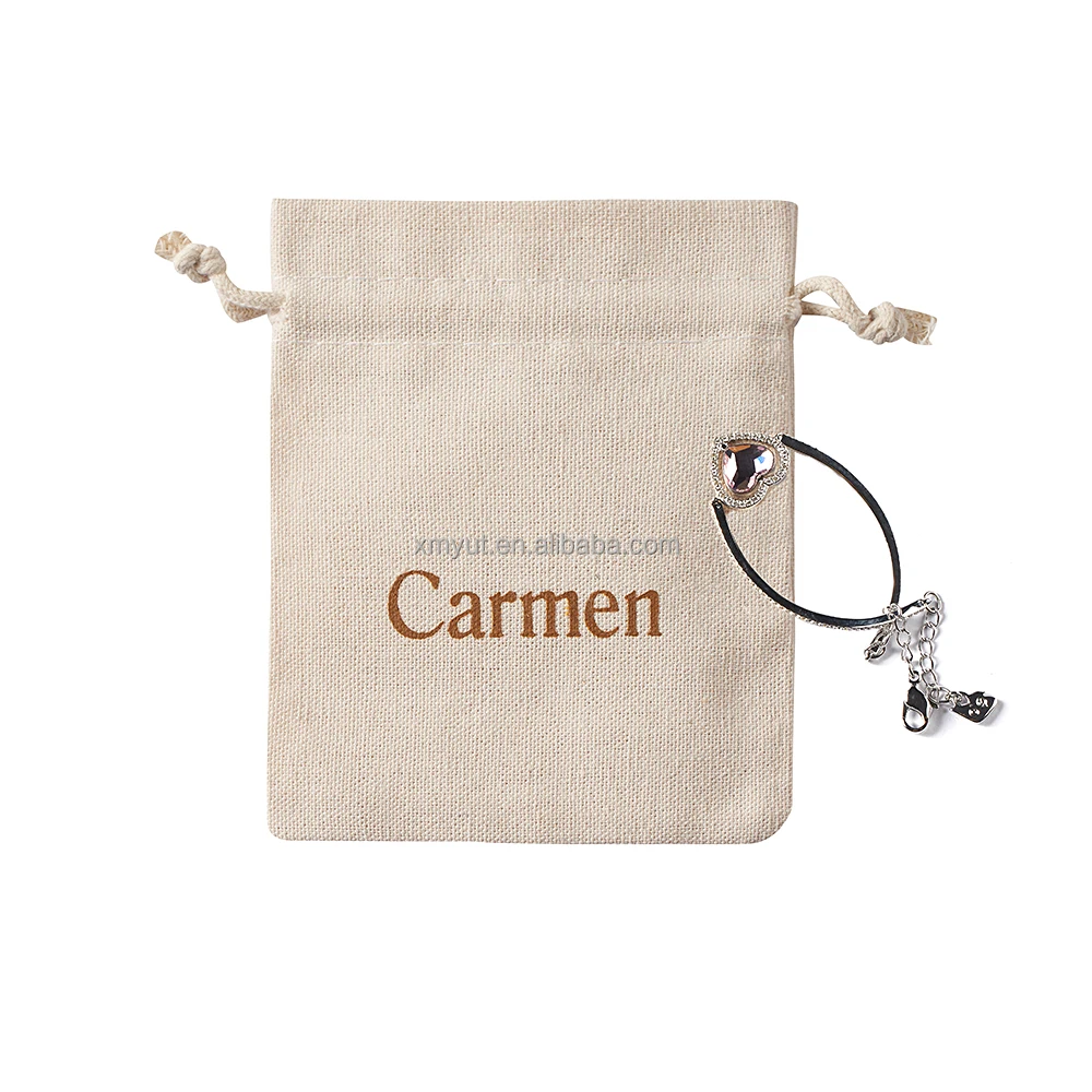 Custom Print Linen Jewelry Pouch Linen Drawstring Jewelry Bag Ring Necklace Jute Bag Jewelry Pouch With Logo Wholesale