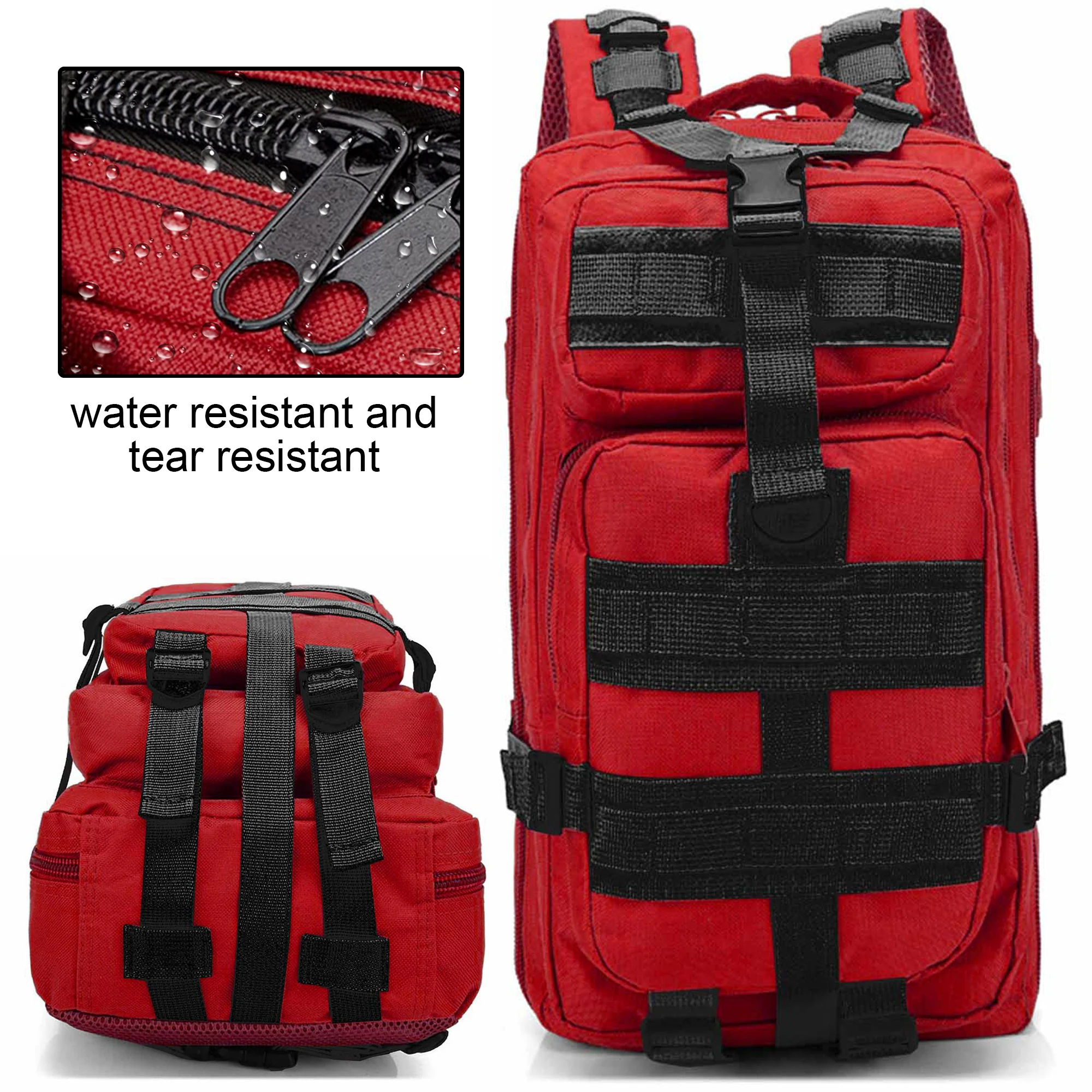 GEAR Large 30L Tactical Backpack Red Molle Pack Bag for Camping for Outdoor Adventures