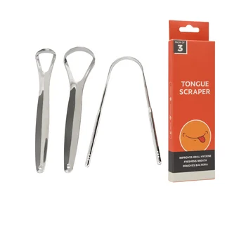 Portable Stainless Steel Tongue Scraper Surgical Grade 304 Stainless Steel Cleaners for Tongue Care