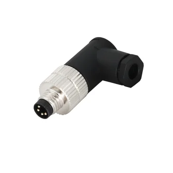 KRONZ Hot Sale M8 Angled Circular Connector Waterproof 3/4/5 Pin A/B Code Screw Locking Plug Male Industrial Connector