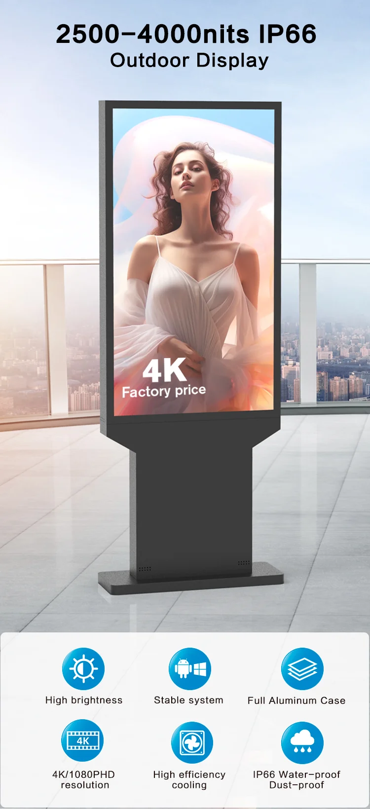 32-75 Inch Outdoor Digital Signage - Bright, Clear, and Durable