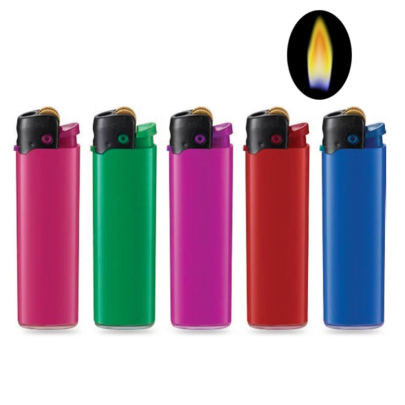 Flame Gas Lighters Factory Feuerzeug Supplier Custom Logo Cigarette Lighter  Manufacturer Plastic Flint Butane Fuel Safety