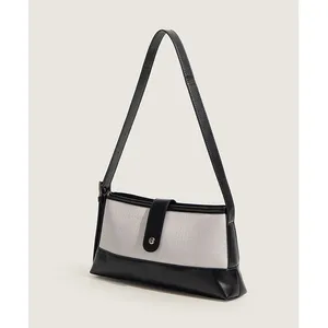 New Design Ladies Bag High Quality Canvas Shoulder Bag Black and White Contrast Color Handbag