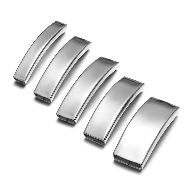 Stainless Steel Mirror Finish Slider Patterned Tube Beads Slide Charm for Silicon Bracelets Jewelry Making Accessories