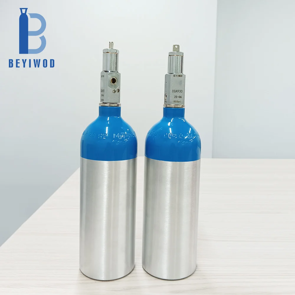 DOT3AL Biru 0,7L 2216psi Helium kosong Aluminium Silinder gas dengan katup CGA930