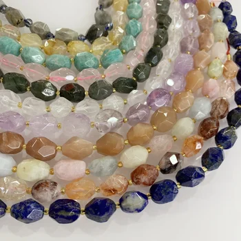 Manual Cut Natural Stones Faceted Semi-precious Stones Crystal IRREGULAR Loose Beads for Jewelry Making DIY Bracelet Necklace