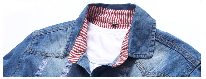 Short Sleeve Denim Shirt Jeans Male 