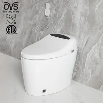 OVS Upc Etl Luxury No Water Pressure Foot Flush Smart Toilets Automatic Intelligent Bidet WC Toilet Bowl With Remote Control