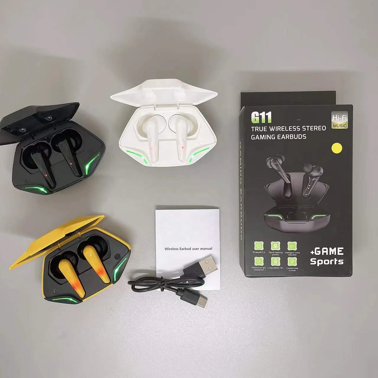Игровые наушники 2021 G11, беспроводные наушники-вкладыши, игровые наушники с низкой задержкой, спортивные водонепроницаемые беспроводные наушники